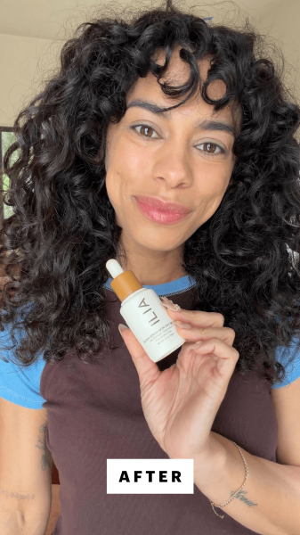A selfie of Allure senior commerce director Shanna Shipin after applying the Ilia Super Serum Skin Tint SPF 40