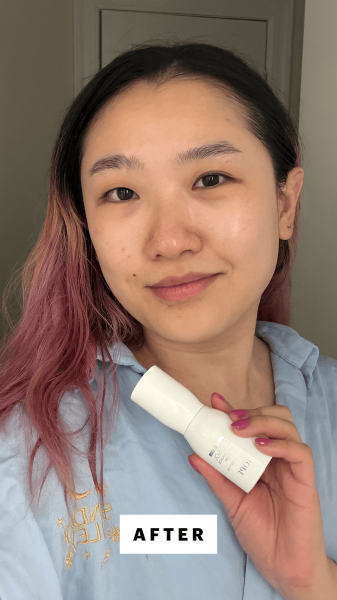 A selfie of Allure commerce editor Sarah Han after using the Iope Expert Retinol Rx 1 Super Bounce